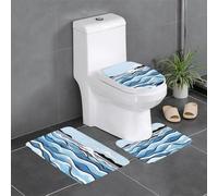 WBQLSL Waves lapping at the rocks Pattern absorbent non-slip floor mat set of 3 - suitable for bathroom, bedroom, kitchen
