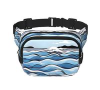 WBQLSL Waves Lapping at The Rocks Patterned Stylish Waist Bag, Lightweight Travel Sports Bag, Waterproof and wear-Resistant