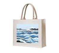 WBQLSL Waves lapping at the rocks Printed Canvas Tote | Lightweight Storage Bag Perfect for the Beach, Picnics, and Everyday Shopping