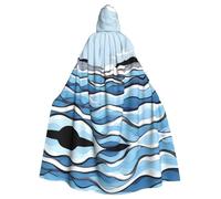 WBQLSL Waves lapping at the rocks Printed Cape Robe - Masquerade Cape with Hood