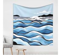 WBQLSL Waves lapping at the rocks Printed decorative tapestry, suitable for wall decoration in living rooms and bedrooms