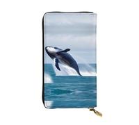 WBQLSL Whales at sea Printed Small Leather Clutch - 7.5x4.1 inch Wallet