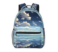 WBQLSL White clouds over the sea Lightweight travel backpack suitable for hiking, business trips, camping, fitness, school, university, and other occasions, featuring a multi-pocket design.