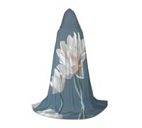 WBQLSL White Lotus Porcelain Flower Patterned S Wizard Cape, Suitable for Adults & Teens Cosplay, Full Size Range S, M, L