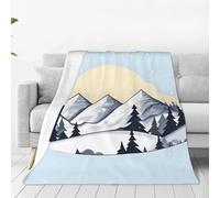 WBQLSL White Snowy Mountains Printing ultra-soft flannel blanket - Suitable for double beds, sofas, camping, and as a gift - (80"x60")