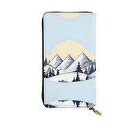 WBQLSL White Snowy Mountains Stylish leather wallet, 7.48 x 4.13 inch long zippered coin purse, convenient travel cash wallet