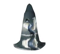 WBQLSL White swan Patterned S Wizard Cape, Suitable for Adults & Teens Cosplay, Full Size Range S, M, L