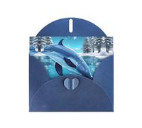 WBQLSL winter the dolphin Blue Holiday Cards - Perfect for birthdays, weddings, and Christmas cards