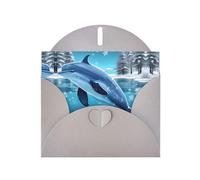 WBQLSL winter the dolphin Gray Holiday Cards - Perfect for birthdays, weddings, and Christmas cards