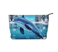 WBQLSL winter the dolphin Pattern cosmetic bag - lightweight and compact zipper closure clutch, daily cosmetic storage bag