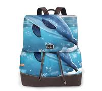 WBQLSL winter the dolphin Printed women's backpack suitable for work, travel, and business trips