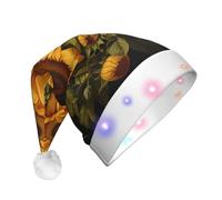 WBQLSL with the yellow sunflower Adult Three-Stage Lighted Christmas Hat, Unisex New Year LED Lighted Christmas Hat, Plush New Year Christmas Party Gift