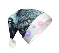 WBQLSL wolf under moon Adult Three-Stage Lighted Christmas Hat, Unisex New Year LED Lighted Christmas Hat, Plush New Year Christmas Party Gift