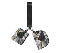 WBQLSL Wristlet Coin Purse for Unisex Adults, Black Marble Texture Gold, Polyester, Zip Closure, 10 x 12 x 3 cm, 2 Compartments