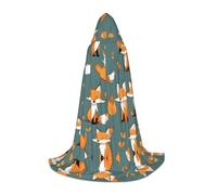 WBQLSL Yellow fox L Printed Robe Cape | Hooded | Cosplay Costume | Halloween Party Prop | S/M/L