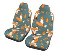 WBQLSL Yellow fox Printed Car Seat Covers - 2-Pack Seat Protectors - Elastic and Breathable Seat Cushions - Suitable for Cars, SUVs, Trucks, Vans