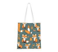 WBQLSL Yellow fox Shopping Bag, Unisex Hand Tote Lightweight Canvas Bag, Suitable for Shopping, Event Promotion, Travel, Work Reusable Tote Bag,