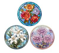 WBQMUNY 3 Styles Anti-Collision Window Clings,Birds Alert Collision Window Decals Rose Lilies Sunflower Cling Decor Static Deterrent Decal Prevent Bird Strikes on Doors Windows