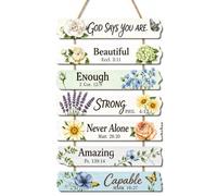 WBQMUNY God Says You Are Verse Wall Art, Floral Wood Sign for Room Decor | Inspirational Scripture Design, 7-Piece Wooden Set, Floral Pattern for Room And Classroom Decoration