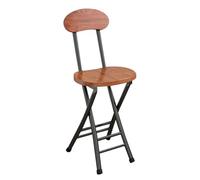 WBQYIMF Folding Bar Stool, 18 inch Portable Folding Chair with Backrest, Foldable Round Counter High Stools for Adults Camping Kitchen(Walnut Color)