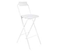 WBQYIPD Folding Bar Stool with Backrest, Cushioned Faux Leather Folding Stool Chair Portable Foldable Counter High Stool for Indoor Outdoor(White,80cm/32in)