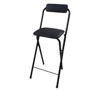 WBQYIPD Folding Bar Stool with Backrest, Cushioned Faux Leather Folding Stool Chair Portable Foldable Counter High Stool for Indoor Outdoor(Black,80cm/32in)