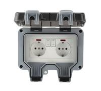 WBRSybUK European Standard Weatherproof Outdoor Socket With Lockable Cover Weatherproof Plug Socket For Garden Kitchen Garage Waterproof Socket Outdoor