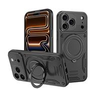 WBRSybUK Magnetic Case For Iphone 17/17 Air/17 Pro/17 Pro Max, 360° Spin Stand Fully Lens Coverige Military Shockproof Cover, Wireless Charging Frosted Case(Black,17 Pro Max)