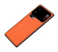 WBRSybUK Ultra Thin Case For Xiaomi 17/17 Pro/17 Pro Max, Light Soft Edge Anti-Drop Cover, Classic Crocodile Texture Leather Fingerprint-Proof Case(Orange,17 Pro Max)