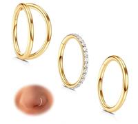 WBRWP Nose Rings Hoops: 316L Surgical Steel Double Hoop Nose Rings 14G 16G 18G 20G Hinged CZ Septum Conch Clicker Lip Rings Cartilage Helix Rook Tragus Daith Earring Hoops Body Piercing Jewelry 7mm