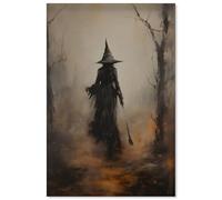 WBSTGUE Vintage Rustic Witch Posters Halloween Canvas Wall Art Witch in The Forest Painting Prints Goth Dark Moody Wall Decor for Living Room Bedroom 16x24inch Unframed