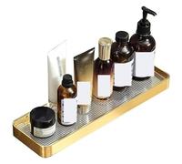 WBTAJZHY Shower Shelves,Brushed Gold Shower Caddy, Aluminum Bathroom Shelves Wall Mounted, No Drilling Floating Decorative Storage Shelves(40cm)