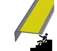 WBTAJZHY Stair edge protector, Stair Carpet treads Step Edge Trim Nose Cap a Tread Nosing Protector Strip Rubber Molding Covers, Width 3.5x7CM/1.37x2.75 in(Gray -Yellow,L 2.3m/90.5in)