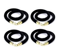 WBTAJZHY Stanchion Rope Crowd Control Barriers Black Velvet Barrier 1/2/3/4pcs with Gold Plated Hook, High-Density Foam Core Hanging for, Queue Ropes(4pcs,Length 185cm/6ft)