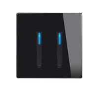 WBTAJZHY Wall Light Switch,Black Lamp Tempered Glass Self-Reset Led Indicator Piano Keys Panel 1-4gang 1/2 Way(2gang2way)
