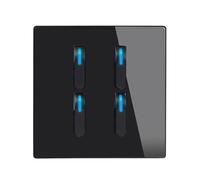 WBTAJZHY Wall Light Switch,Black Lamp Tempered Glass Self-Reset Led Indicator Piano Keys Panel 1-4gang 1/2 Way(4gang2way)