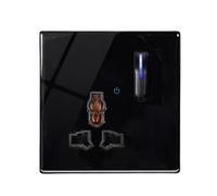 WBTAJZHY Wall Light Switch,Black Lamp Tempered Glass Self-Reset Led Indicator Piano Keys Panel 1-4gang 1/2 Way(1gang Un Socket)