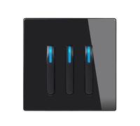 WBTAJZHY Wall Light Switch,Black Lamp Tempered Glass Self-Reset Led Indicator Piano Keys Panel 1-4gang 1/2 Way(3gang2way)