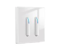 WBTAJZHY Wall Light Switch, lamp switch panel tempered glass self-resetting 1/2/3/4 gang 1/2 way LED indicator piano button wall(White 2gang,2Way)