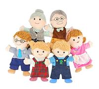 WBTY 6Pcs Hand Puppet Set Grandparents Dad Mom Son Daughter Soft Plush Family Members Finger Puppets Family Interactive Toys Story Early Educational Storytelling for Kids