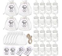 WBTY Bottle Openers Baby Shower Return Favors for Guests Cute Bottle Opener Decorations and Souvenirs with Organza Bags Thank You Tags for Theme Party Favors (Silver)