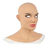 WBTY Female Latex Head Cover, Halloween Bald Beauty Mask Cosplay Latex Headgear Props, Realistic Cosplay Drag Queen Fancy Dress Headgear