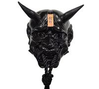 WBTY Samurai Oni Mask, Resin Cosplay Mask Japanese Anime Horror Demon Ghost Face Mask for Props for Halloween Cosplay Party (Black Resin)