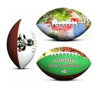 WBW Custom Rugby Ball with Photo Name and Number - Size 9 Official PU Leather Personalised American Football for Fans Players Coaches, Customizable Birthday Christmas for Men Boys (A)