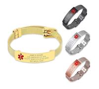 WBW Medical Alert Bracelet for Men - Personalized Emergency ID With Custom Text for Autism, Allergy, Diabetic, Epilepsy