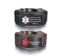 WBW Medical Bracelet for Men, Personalized Medical Alert Bracelet with Text, Custom Emergency Medical Id Bracelet for Autism Allergy Diabetic Epilepsy (custom leather medical bracelect)