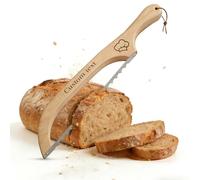 WBW Personalised Bread Knife with Name/Text Wood Bread Slicer with Bow Design Bread Knife for Homemade Bread Gift for Birthday Mother's Day Wedding Housewarming (Light Wood Grain)