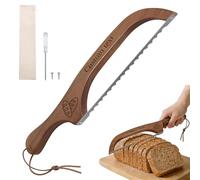 WBW Personalised Bread Knife with Name/Text Wood Bread Slicer with Bow Design Bread Knife for Homemade Bread Gift for Birthday Mother's Day Wedding Housewarming (Dark Wood Grain)