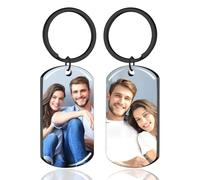 WBW Personalised Keyring Custom Photo Printed Text Engraved Keepsakes Key Ring Gifts for Him Men Boyfriend Family Dad Mum (Rectangle - Color)