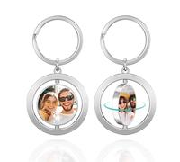 WBW Personalised Keyring Custom Photo Printed Text Engraved Keepsakes Key Ring Gifts for Him Men Boyfriend Family Dad Mum (Rotation)